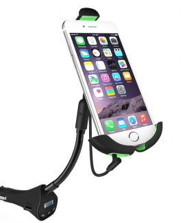 Support Téléphone Voiture Universel, SOWTECH(TM) Support Voiture auto avec Transmetteur FM 3 en 1 Rotation de 360°avec Chargeur Allume Cigare Anti-Dérapant Compatible avec Tous les Smartphones comme i