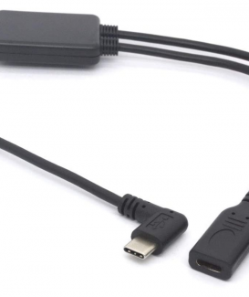OpenII - Cavo splitter a Y USB Tipo C, ad angolo di 90 gradi, USB-C maschio a doppio USB-C femmina, cavo adattatore per sincronizzazione dati e ricarica
