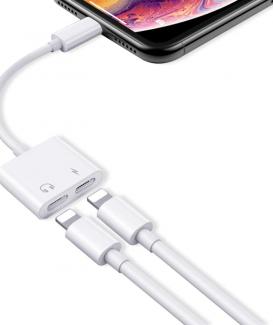 [5 en 1] Adaptateur de Casque Lightning Jack, Apple Lightning vers Lightning Jack Audio Adaptateur Chargeur Écouteurs Compatible avec iPhone 13/12/11/X/XR/XS Max/8/7 et Prend en Charge Tous Les iOS 