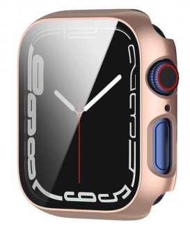 Custodia compatibile con Apple Watch Series 7 41 mm pellicola protettiva in vetro temperato Hankn Bumper Iwatch Serie 7 6 5 4 se Cover (41 mm, oro rosa)