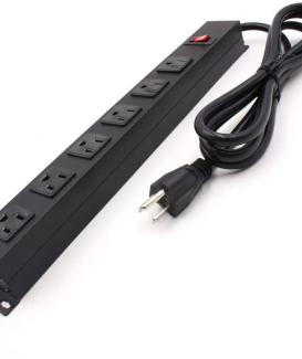 Heavy Duty Workshop Metal Power Strip, 6-Outlet Wide-Spaced Plug Surge Protector, 17 Feet Long Extension Cord for Office School