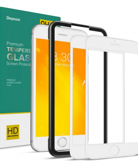 Deyooxi 2 Pezzi Vetro Temperato per iPhone 7 Plus/iPhone 8 Plus, Curva Full Screen Pellicola Protettiva Screen Protector Film, 9H Durezza Copertura Completa Protezione Schermo, Bianco