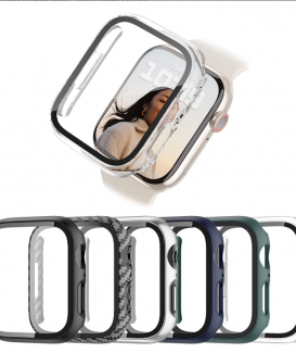 BHARVEST Custodia rigida per Apple Watch Series 7 da 45 mm, con pellicola protettiva in vetro temperato, per iWatch 7, 45 mm