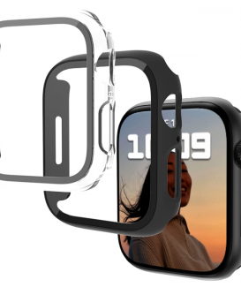 Haojavo - Confezione da 2 custodie per Apple Watch Serie 7, 41 mm, con pellicola protettiva in vetro temperato, ultra rigida, antigraffio, per iWatch 7, 41 mm, accessori