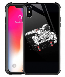 Custodia per iPhone Xs Max, Fire Mountain Cloud, 9H, in vetro temperato per iPhone Xs Max, resistente agli urti, custodia protettiva per Apple iPhone Xs MAX iPhone XR Astronaut Skateboarding