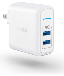 USB Charger Anker Elite Dual Port 24W Wall Charger PowerPort 2 with PowerIQ and Foldable Plug for iPhone 11/XS/XS Max/XR/X/8/7/6/Plus iPad Pro/Air 2/Mini 3/Mini 4 Samsung S4/S5 and More