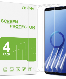 apiker Film Protection Écran Compatible avec Samsung Galaxy S9 Plus/S9+, Film Souple Compatible avec Samsung Galaxy S9 Plus/S9+, Transparent HD, Haute Sensibilité Tactile, Couverture Maximale