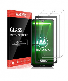 MASCHERI Lot de 3 films de protection d'écran pour Motorola Moto G7 Moto G7 Plus - Avec cadre de montage - Film de protection d'écran sans bulles