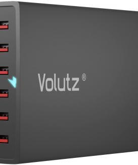 Volutz 60 Watt 12A 5V Starkes 6-Port USB Ladegerät Für Samsung, iPhone, iPad, Nexus, Sony, HTC, Motorola, LG Uvm... (mit FluxIQ Technologie bis 2.4A Pro Port)