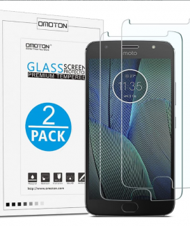 OMOTON [2 Pièces] Film Moto G5S Plus en Verre Trempé, [9H Dureté] [Ultra Clair] Protecteur D'écran Résiste aux Rayures pour Motorola Moto G5S Plus (5,5 Pouces)