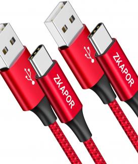 USB C Cable, ZKAPOR [2-Pack 2M] USB Type C Fast Charger Charging Cable Nylon Braided for Samsung Galaxy S10 S9 S8 A40 A50, Huawei P30 P20 Pro, Moto G7, OnePlus 7T, Google Pixel, Sony Xperia, Xiaomi