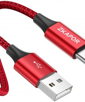 USB C Cable, ZKAPOR 0.5M USB Type C Fast Charger Charging Cable Nylon Braided for Samsung Galaxy S10 S9 S8 A40 A50, Huawei P30 P20, Moto G7, OnePlus 7T, Google Pixel, Sony Xperia