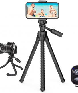 Avaspot Phone Tripod, Portable and Adjustable Flexible Tripods Camera Stand Holder with Wireless Remote and Universal Phone Mount for iPhone Android Phone Sports Camera