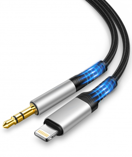 Auto AUX Kabel für iPhone [Apple MFi Zertifiziert] Lightning auf 3,5mm Audiokabel 24K Nylon Kabel Kompatibel mit iPhone 13/13 Pro/SE/12/12 Pro/11/11Pro/X/XS/XR/8, Autoradios,Lautsprecher,Kopfhörer-1M