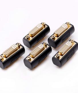DVI Kupplung Buchse auf Buchse Gender Changer Bulkhead Mount Adapter (vergoldet) schwarz 5 Stück