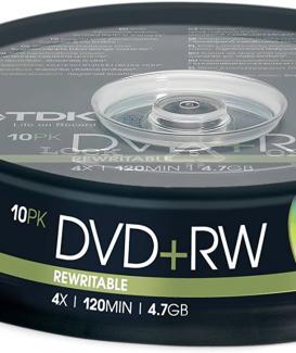 TDK T19524 4x DVD+RW - Cakebox 10 Pack