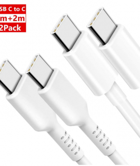 Vasea USB C Cable [2-Pack 1M 2M],USB C to USB C Cable 60W 3A Type C to Type C PD Fast Charging Charger Lead for Galaxy S8/S8+/S9/S10/Google Pixel/Nexus 6P/Huawei MateBook/MacBook and More