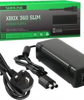 SUMLINK [Updated Version] Power Supply Charger Cord for Xbox 360 Slim Auto Voltage (Black) (UK)
