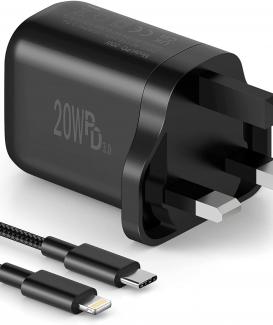 20W iPhone Charger Plug and Cable 2M [Apple MFi Certified] USB C Charger Plug PD 3.0 Fast Charger Power Adapter with USB-C to Lightning Cable for iPhone 13 12 11 Pro Max/SE/XS Max/XR/X/8/8 Plus/iPad