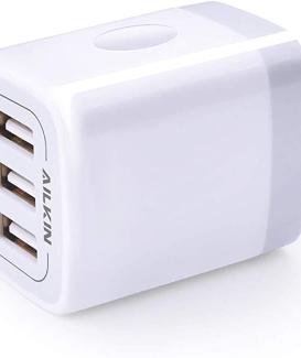 Bokadz USB Charger Cube, Wall Charger Plug, Ailkin 3.1A 3-Muti Port USB Adapter Power Plug Charging Station Box Base Replacement for iPhone X/8/7, iPad, Samsung Phones and More USB Charging Block