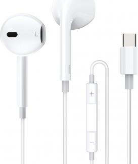 USB C Headphones, Type C Wired In-Ear Headphones Bulit in Mic and Volume Control Hifi Stereo Earbud Compatible with Samsung Galaxy S23, iPhone 15, iPad Pro, Google Pixel, Huawei, Xiao-mi etc.